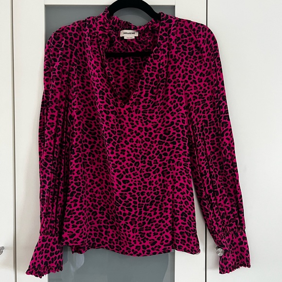 ZADIG & VOLTAIRE - pink leopard print top - small - Picture 1 of 3
